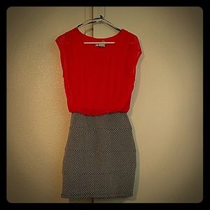 Peach and Poakdot dress size M